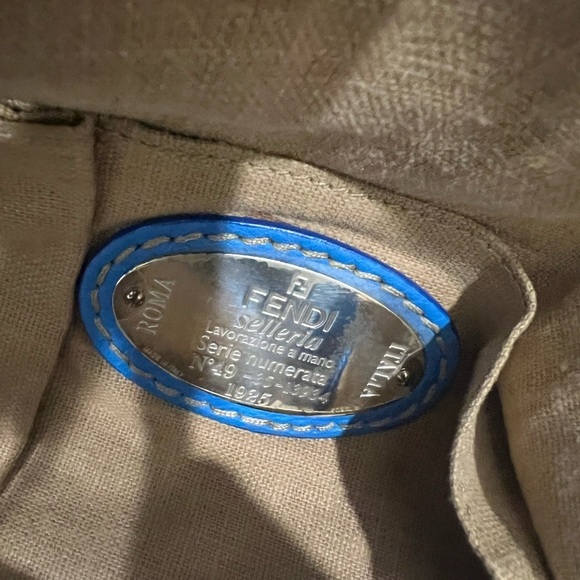 Authentic Fendi Selleria Blue Color Block Tote - Picture 9 of 10